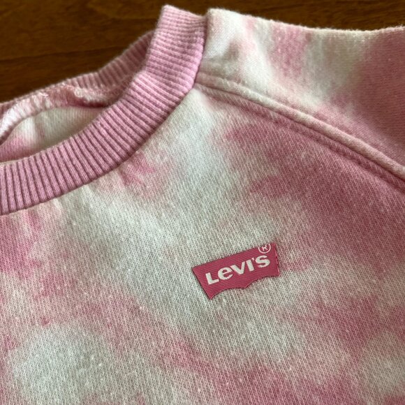 Levi's pink tie-dye crew sweatshirt 3T - Picture 2 of 10